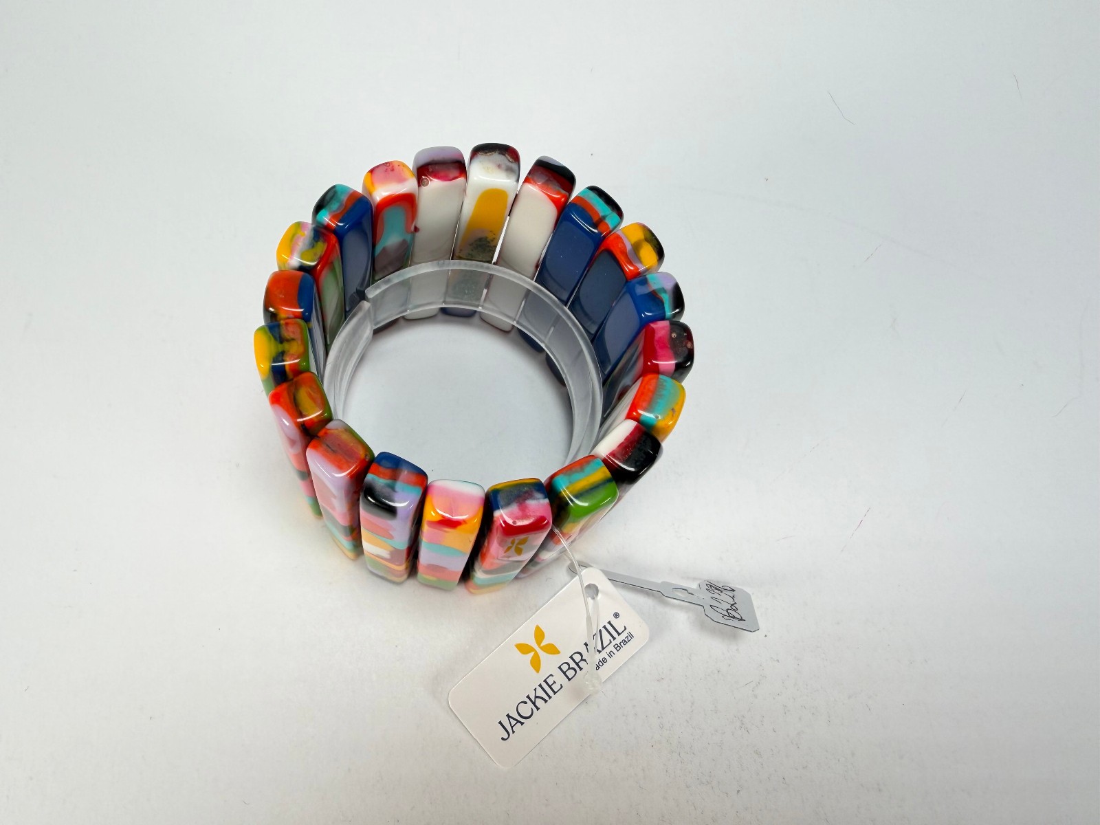 Jackie Brazil “Clarissa” Kandinsky Thin Rectangles Elasticated Bracelet (B2335)