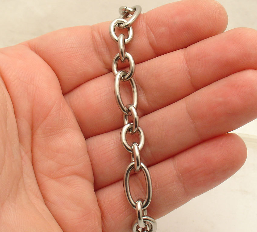 All Shiny Bold Oval Link Charm Bracelet Stainless Steel by Design QVC FREE SHIP