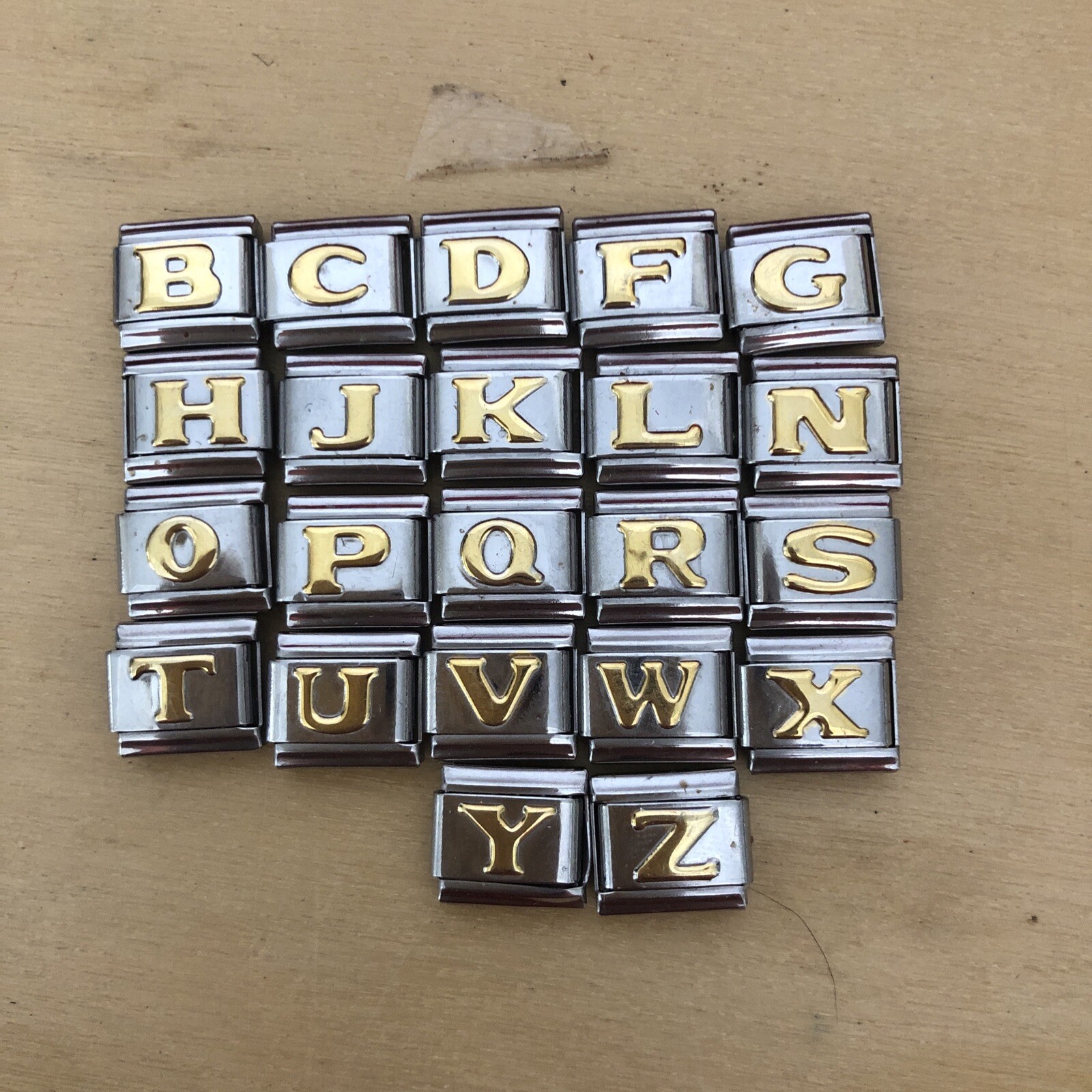 NOS Uberry Raised Gold Tone Capital Letter Italian Charm Bracelet Link 9mm