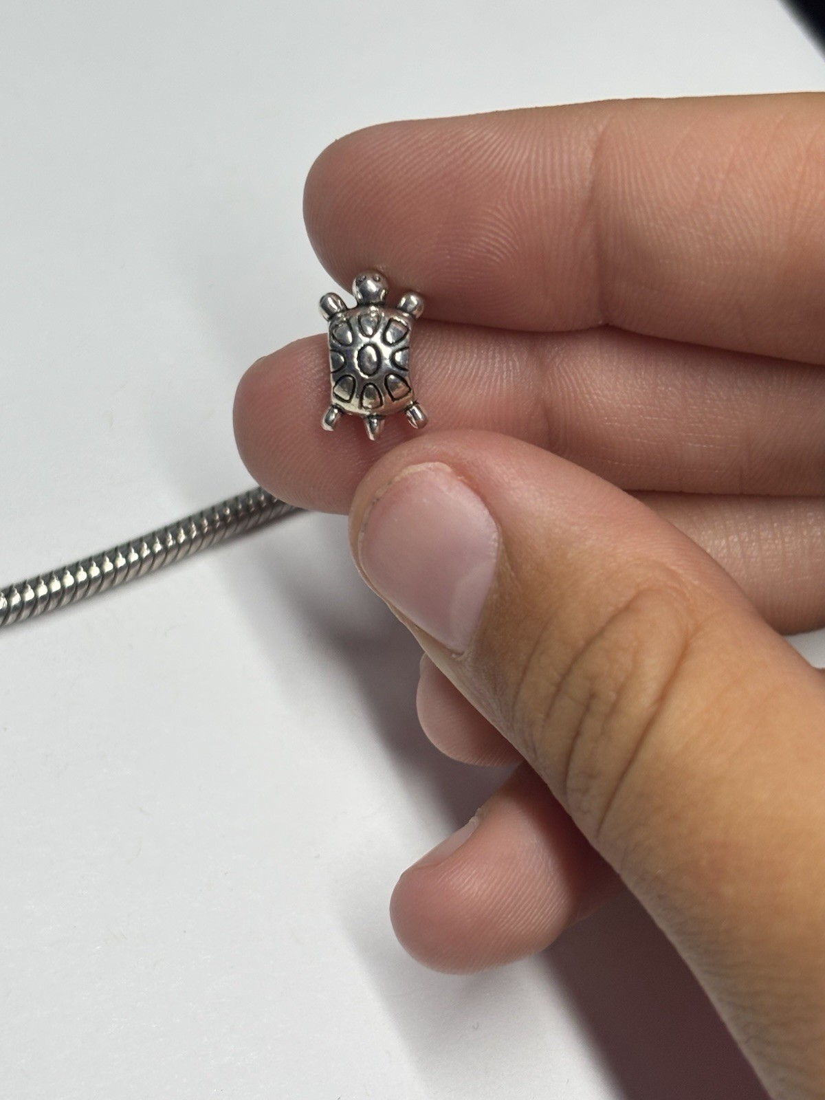 Turtle Charm Bead Silver Tone Fits Snake Chain Charm Bracelet Unbranded