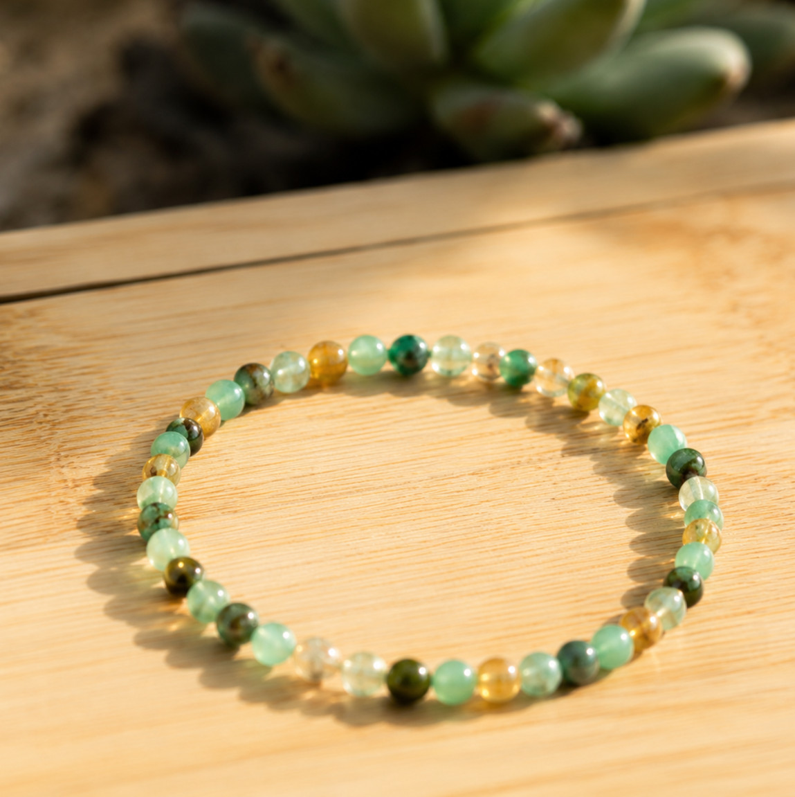 Triple Prosperity Bracelet with Citrine Aventurine & Turquoise Healing Crystals