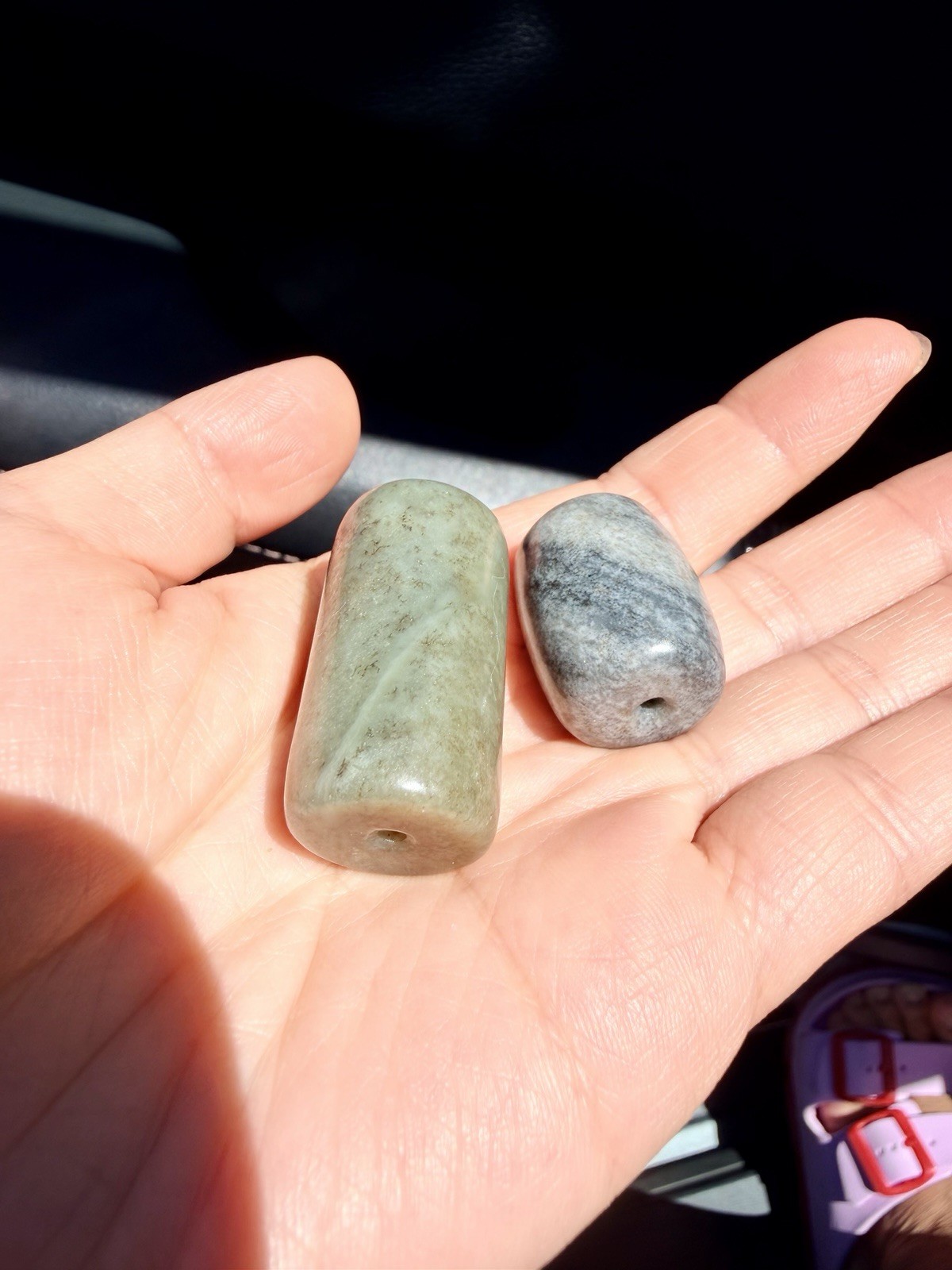 Nephrite Hetian Jade River Pebble Barrel charm Beads Top Oily 和田玉籽料桶珠油润