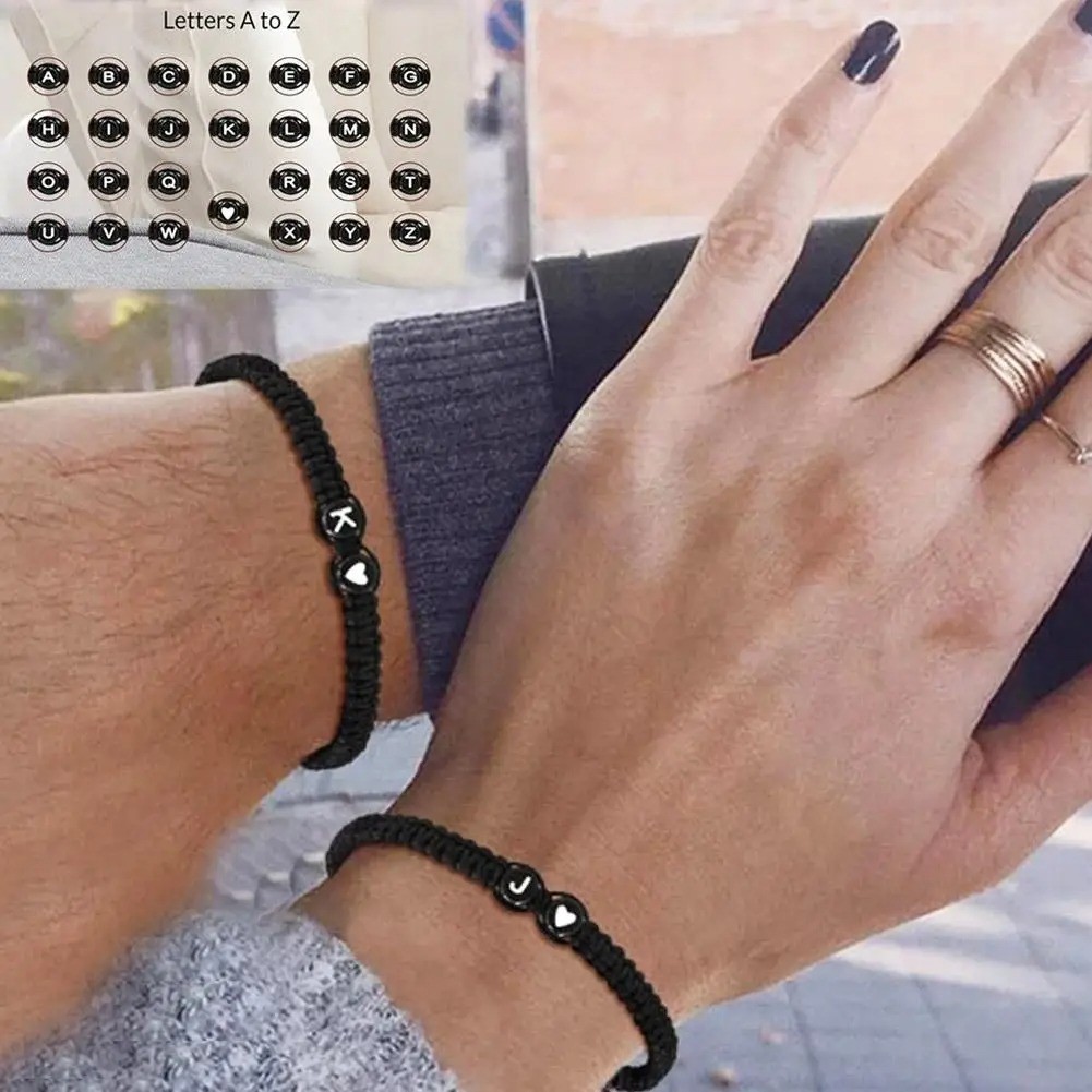 A-Z Initial Heart Bracelet Adjustable Braided Friendship Bracelet Unisex Gift
