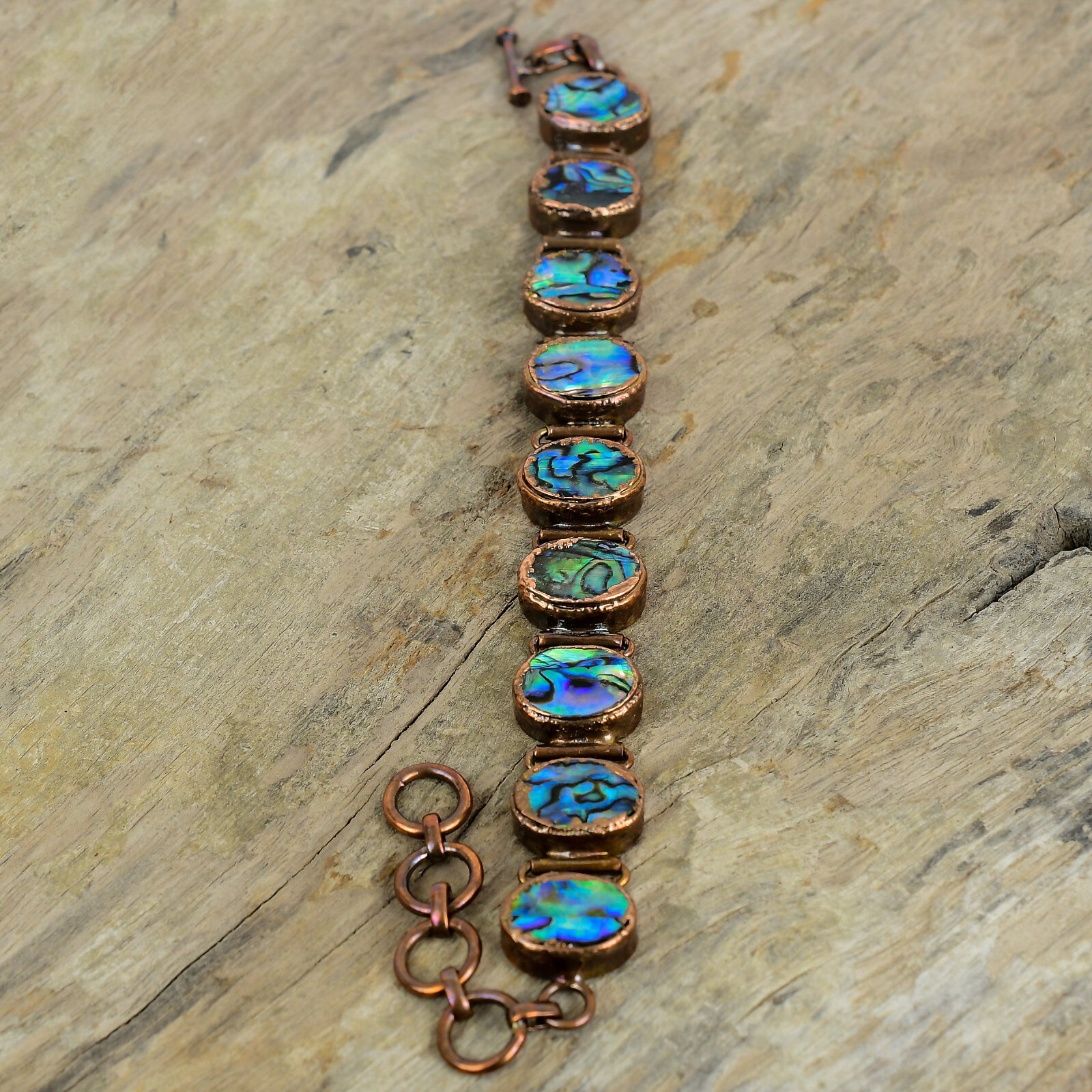 Womens day Deal Copper Abalone Shell Stone Chain New Electroformed Wife Bracelet