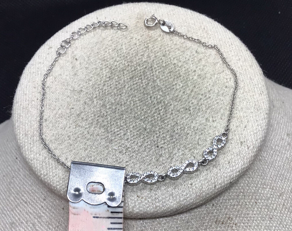 Vintage Sterling Silver 925 Cz Figure 8 Bracelet 8″ S716