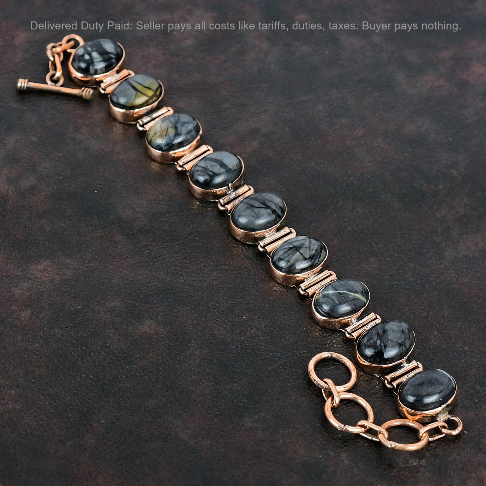 Valentines Deal Copper Picasso Jasper Stone Bezel Wife Handmade Ethnic Bracelet