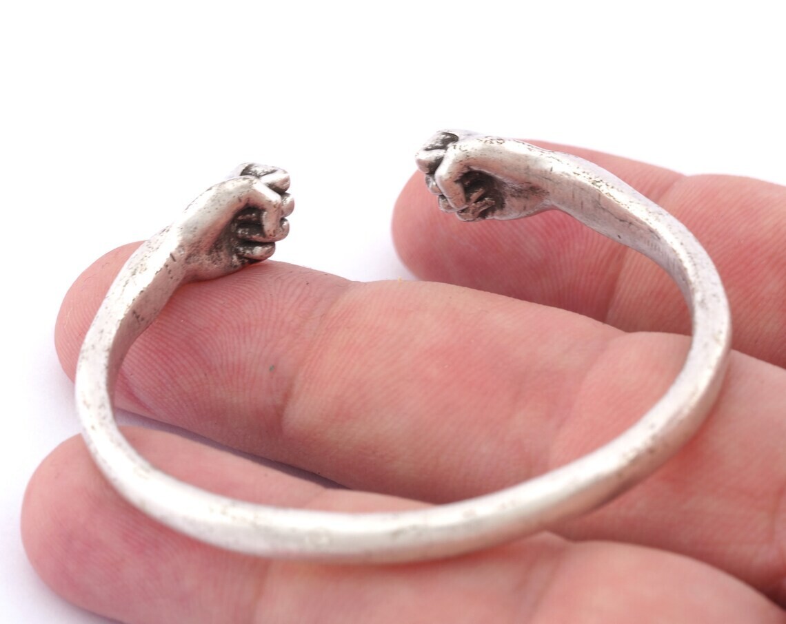 Punch Bracelet Antique Silver Plated Brass (62mm inner size – Adjustable ) 5034