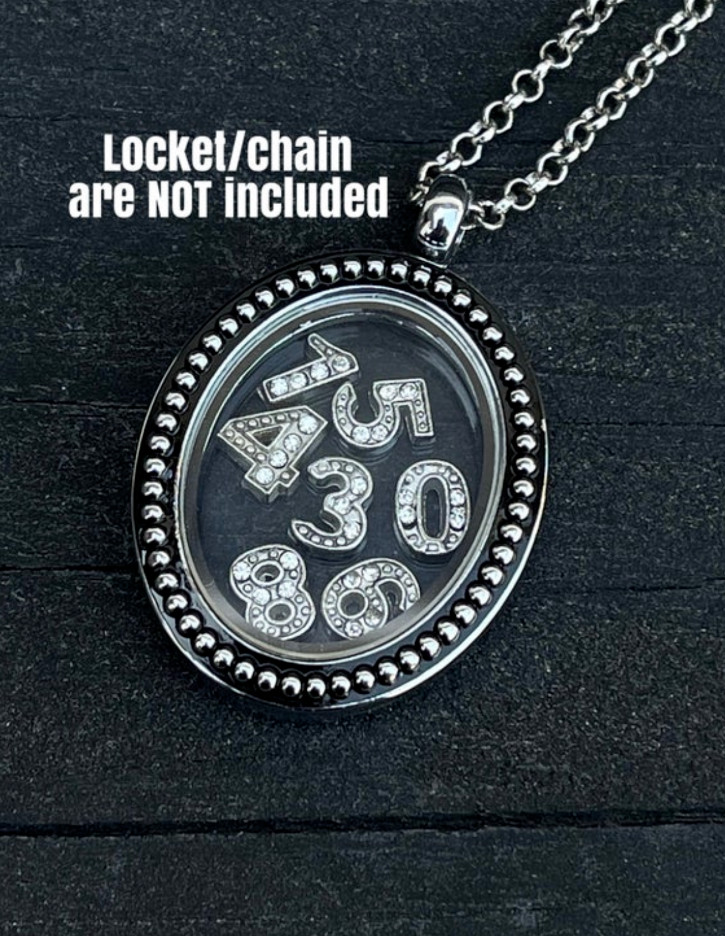 Floating Charm Numbers Anniversary Birthday Age fit Glass Locket