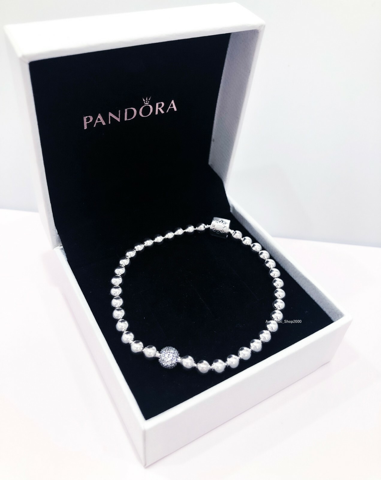 NEW 100% Authentic PANDORA 925 Silver Beads & Pave Clasp Bracelet 598342CZ