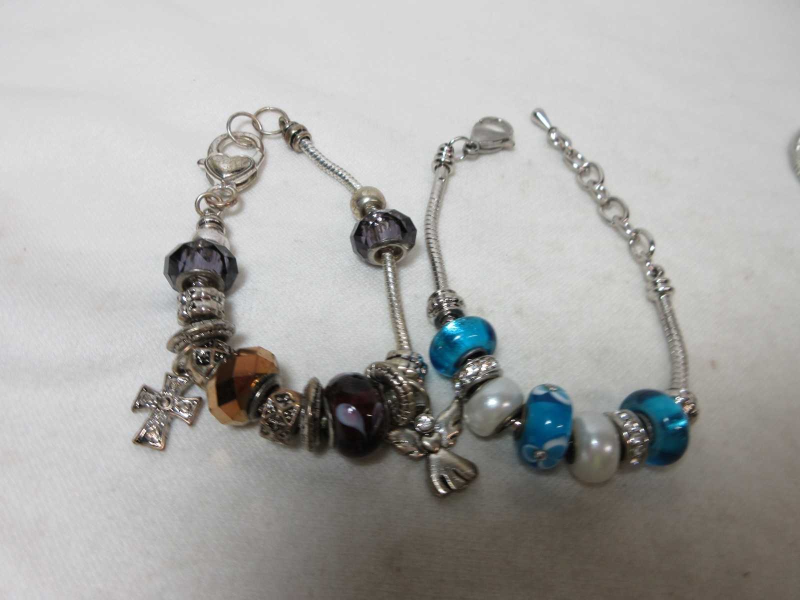 LOT OF SLIDE CHARM BRACELETS ASSORTED LOT MULTI COLOR ART GLASS #7