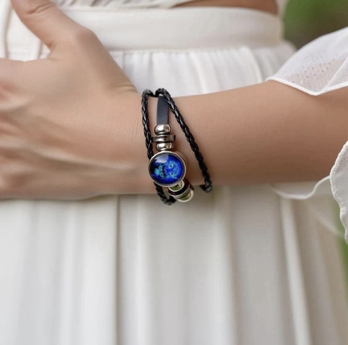 Leo Zodiac Bracelet, Adjustable Leather Wristband With Leo Symbol Cabochon