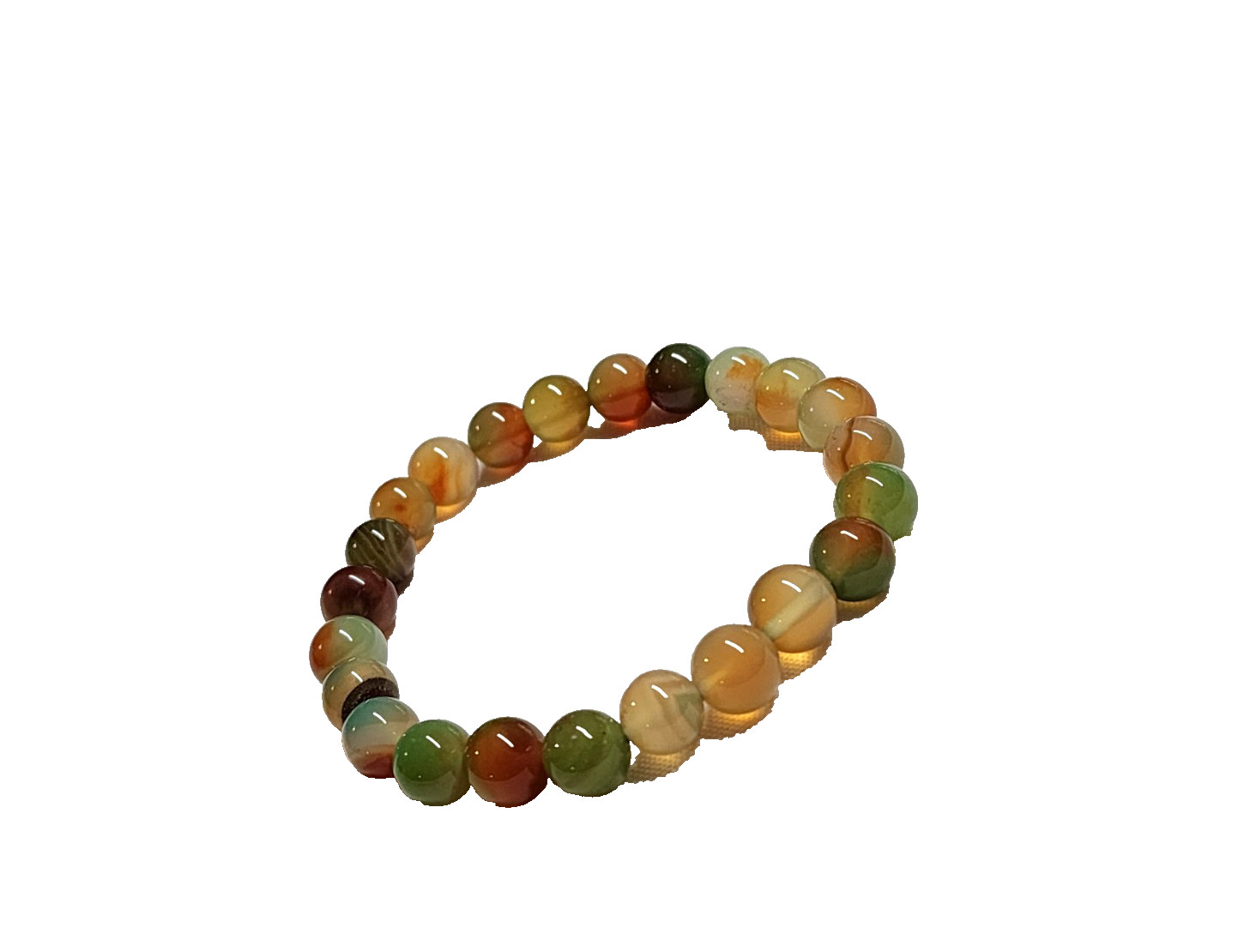 Green-Orange & Brown Serpentine Agate Tiger’s Eye Stretch Bracelet Lot 2 Nature