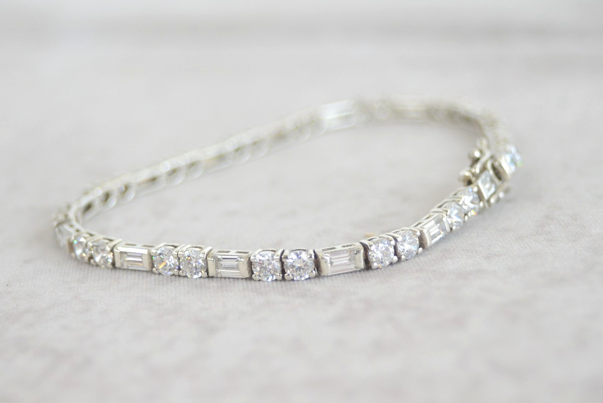 QVC Diamonique Sterling Silver Tennis Bracelet Jewelry S 925 DQ CZ Korea