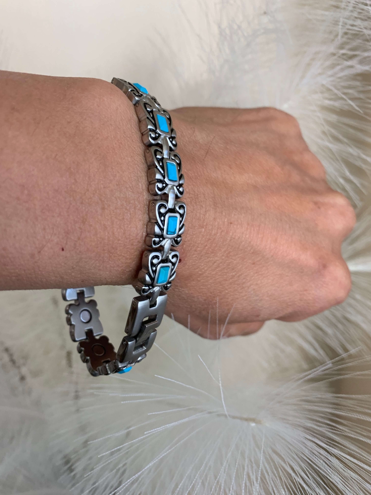 Turquoise Magnetic Bracelet Men Women Restore Balance Energy Arthritis Pain Joy