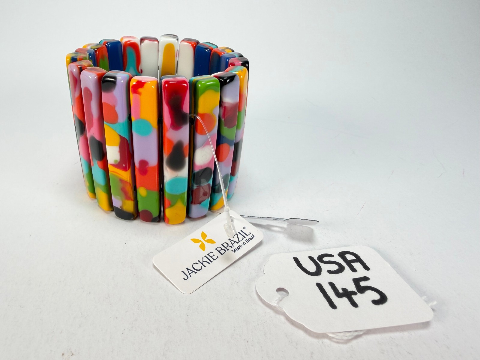 Jackie Brazil “Clarissa” Kandinsky Thin Rectangles Elasticated Bracelet (B2335)