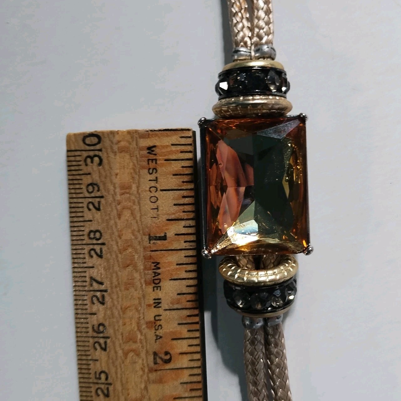 Chico’s Amara Mag Bracelet Braided Cord Mixed Metal Bead Magnetic Close MSRP $35