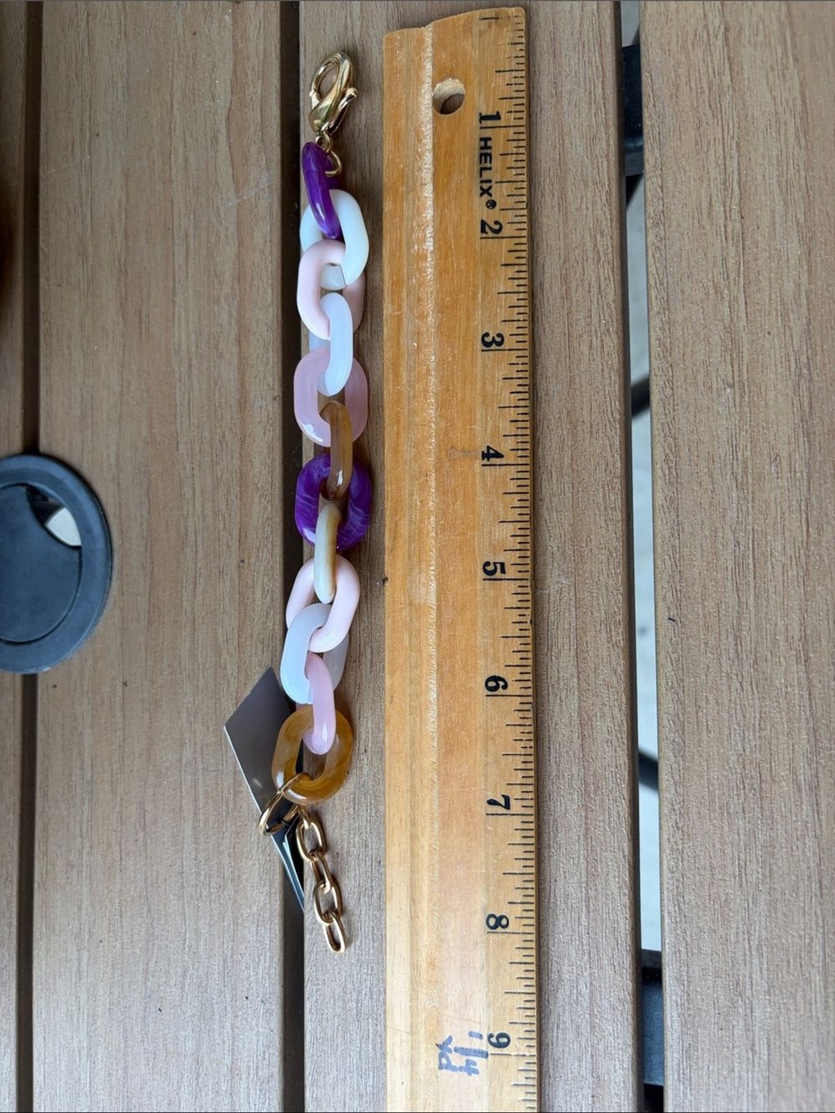 Acrylic Link Charm Bracelet in Purple, Pink & Cream with Gold Clasp, NWT