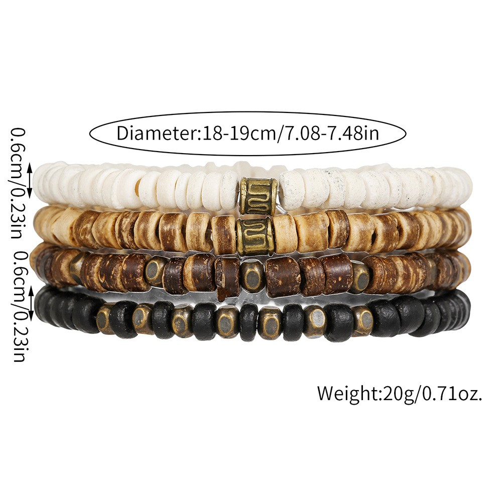 Mens Coconut Shell Stackable Surfer Bracelet Coconut Wood Custom Bracelets Set