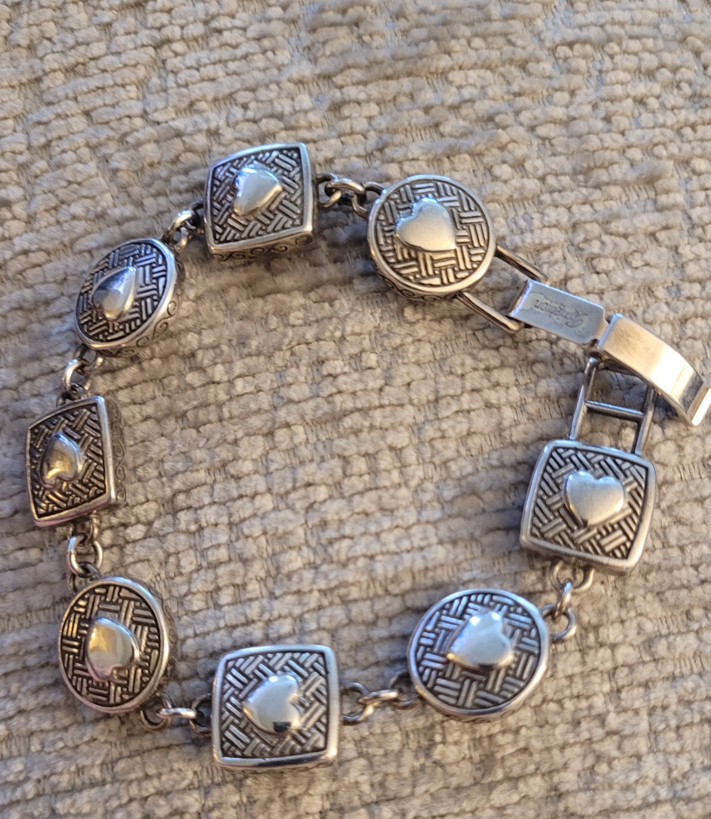 Brighton Silver-Tone Link Bracelet 4 Round Bezel Crystal Accents 8 in