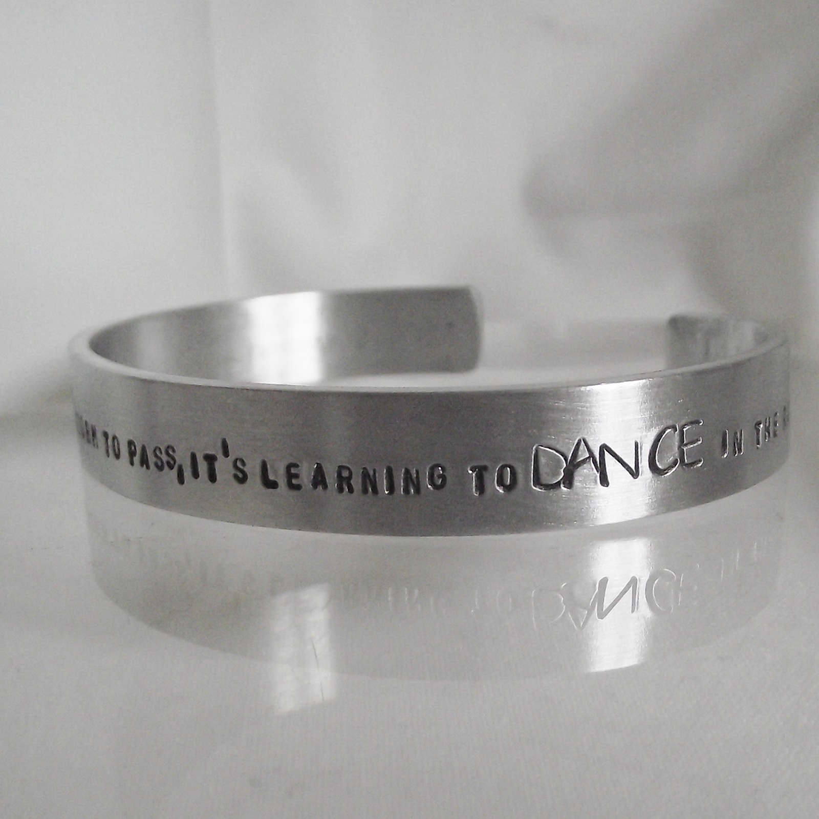 Cuff Bangle Handmade Personalised Dance in the Rain Statement Quote Bracelet