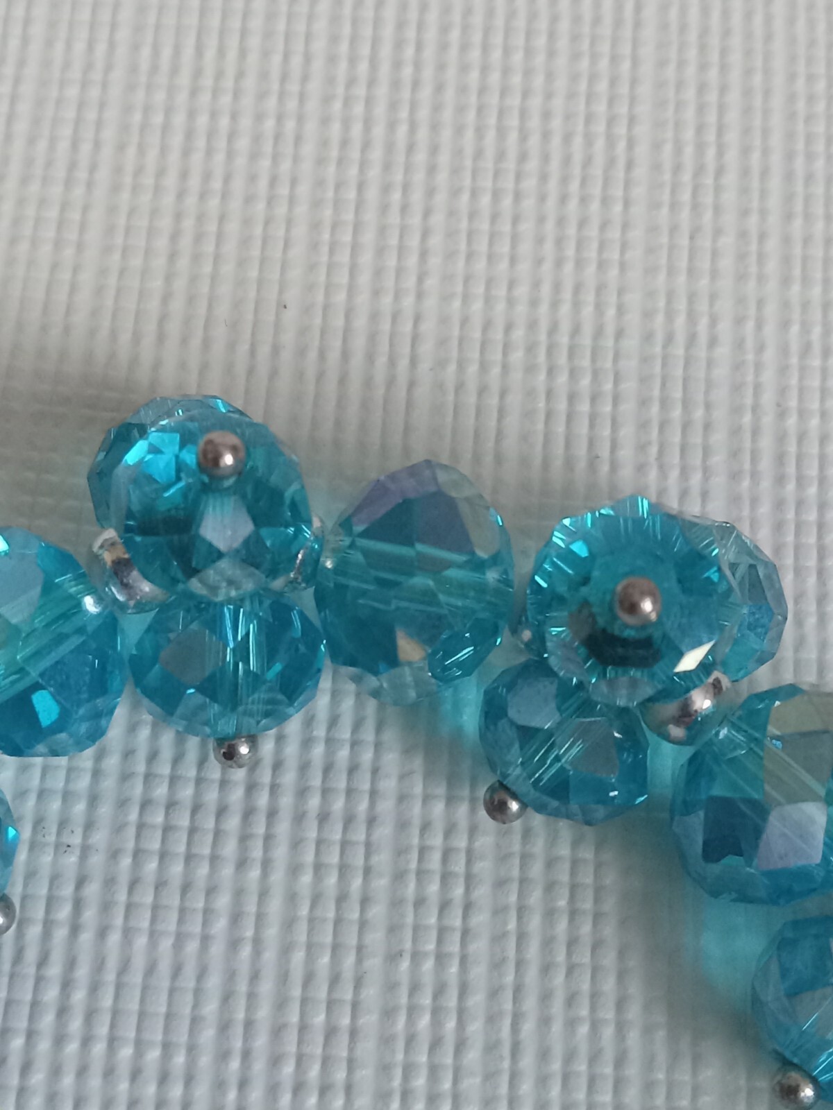 Blue Translucent Imitation Faceted Crystal Beads Elasticized Statement Bracelet