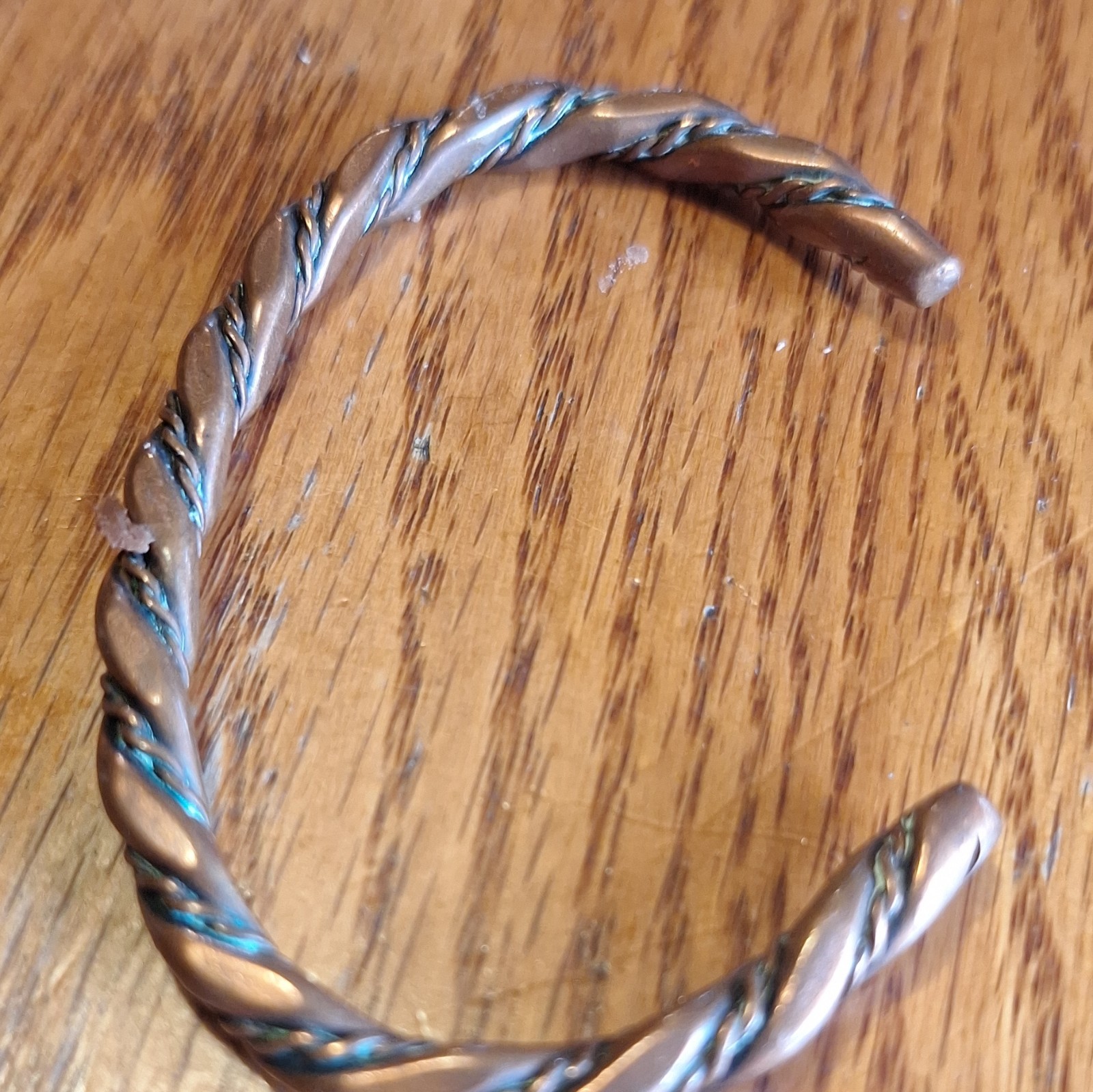 Copper Rope Twist Open Cuff Bracelet Bangle No Stone Copper Tone
