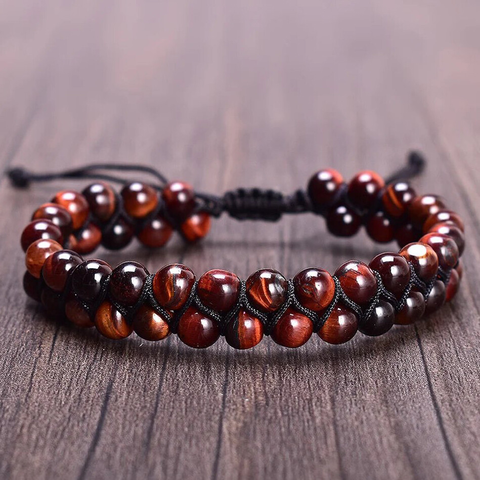 Triple Protection Bracelet Tiger Eye Obsidian Hematite 8mm Beads Bracelet Unisex
