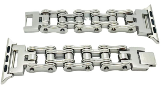 Motorcycle Bike Chain Watch Band 16mm Stainless Steel Replacement Fits Apple, 10