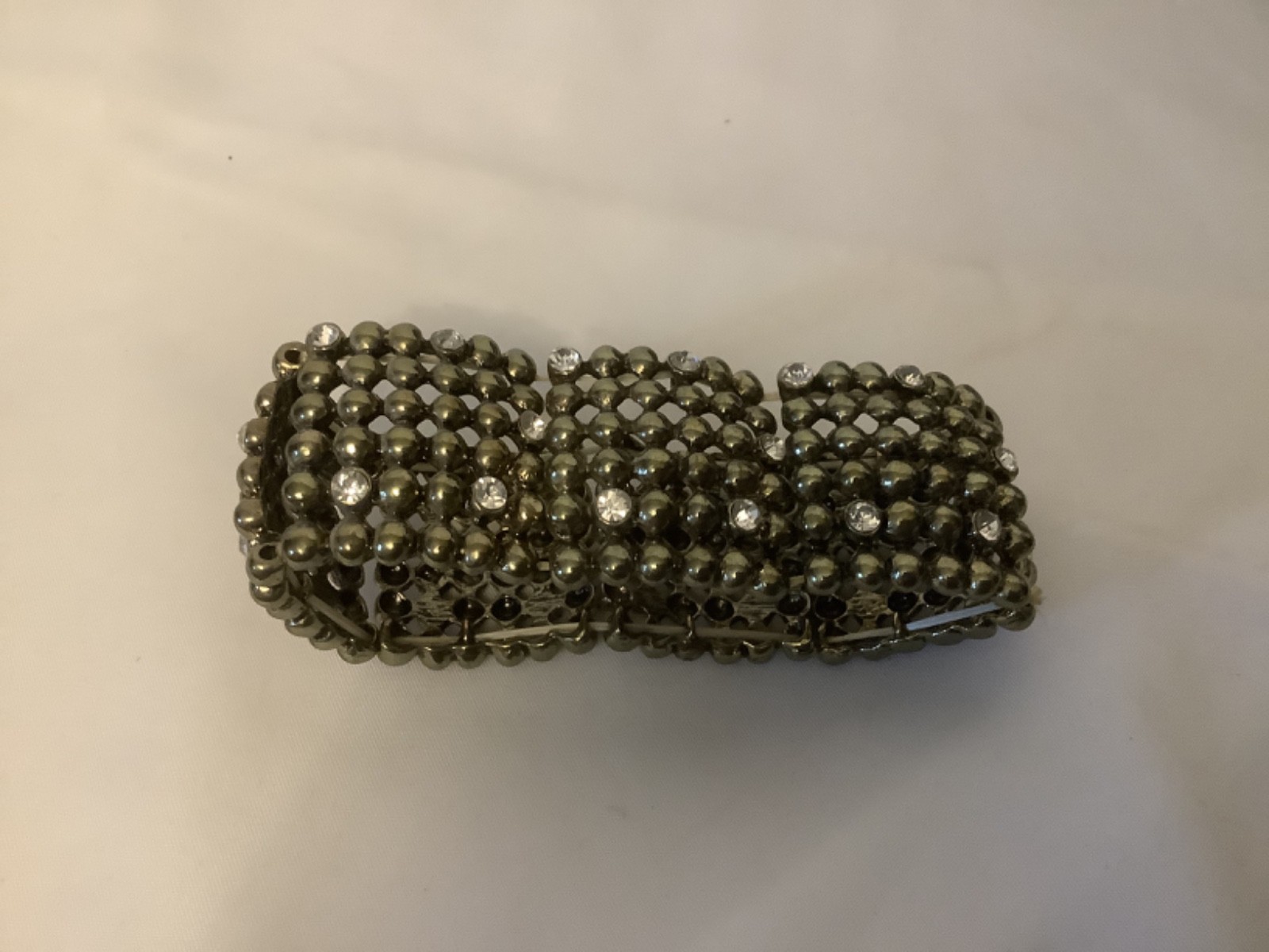 Gold Metal and Clear Crystal Stretch Bracelet