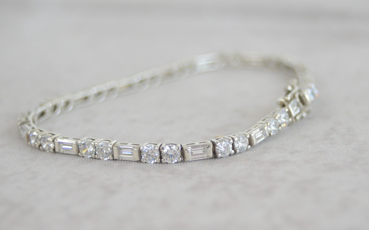 QVC Diamonique Sterling Silver Tennis Bracelet Jewelry S 925 DQ CZ Korea