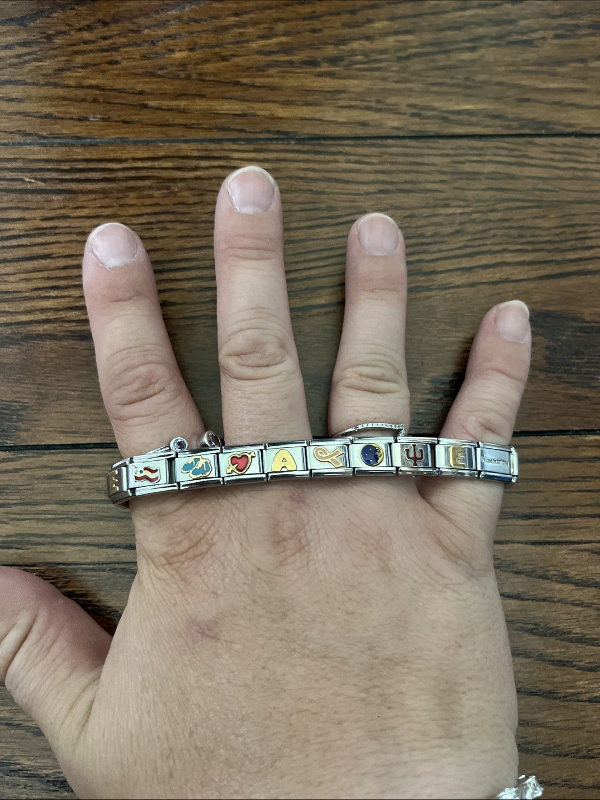 Vintage Nomination Italy Stainless Steel Bracelet – W/ 10 Charms & 12 Fillers