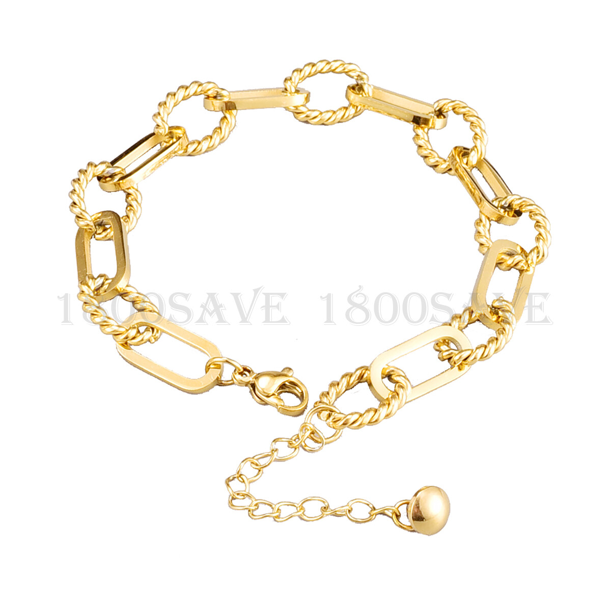 18K Gold Filled Tarnish-Resist Nickel/Lead-Free Rounded Rectangle Link Bracelet