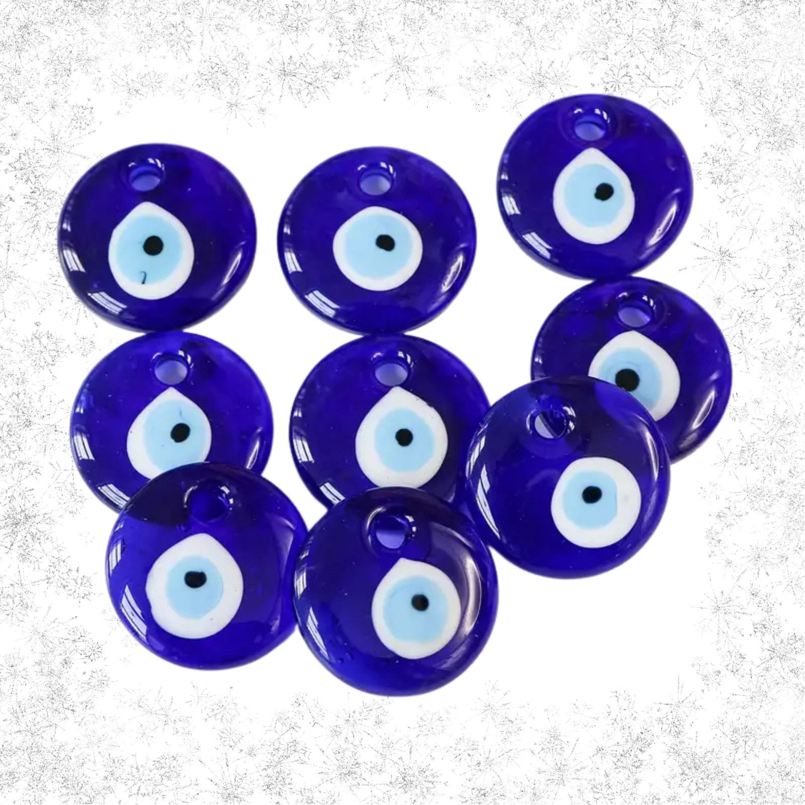 Blue Evil Eye Glass Charm with Hanging Cord – Price is for One Charm