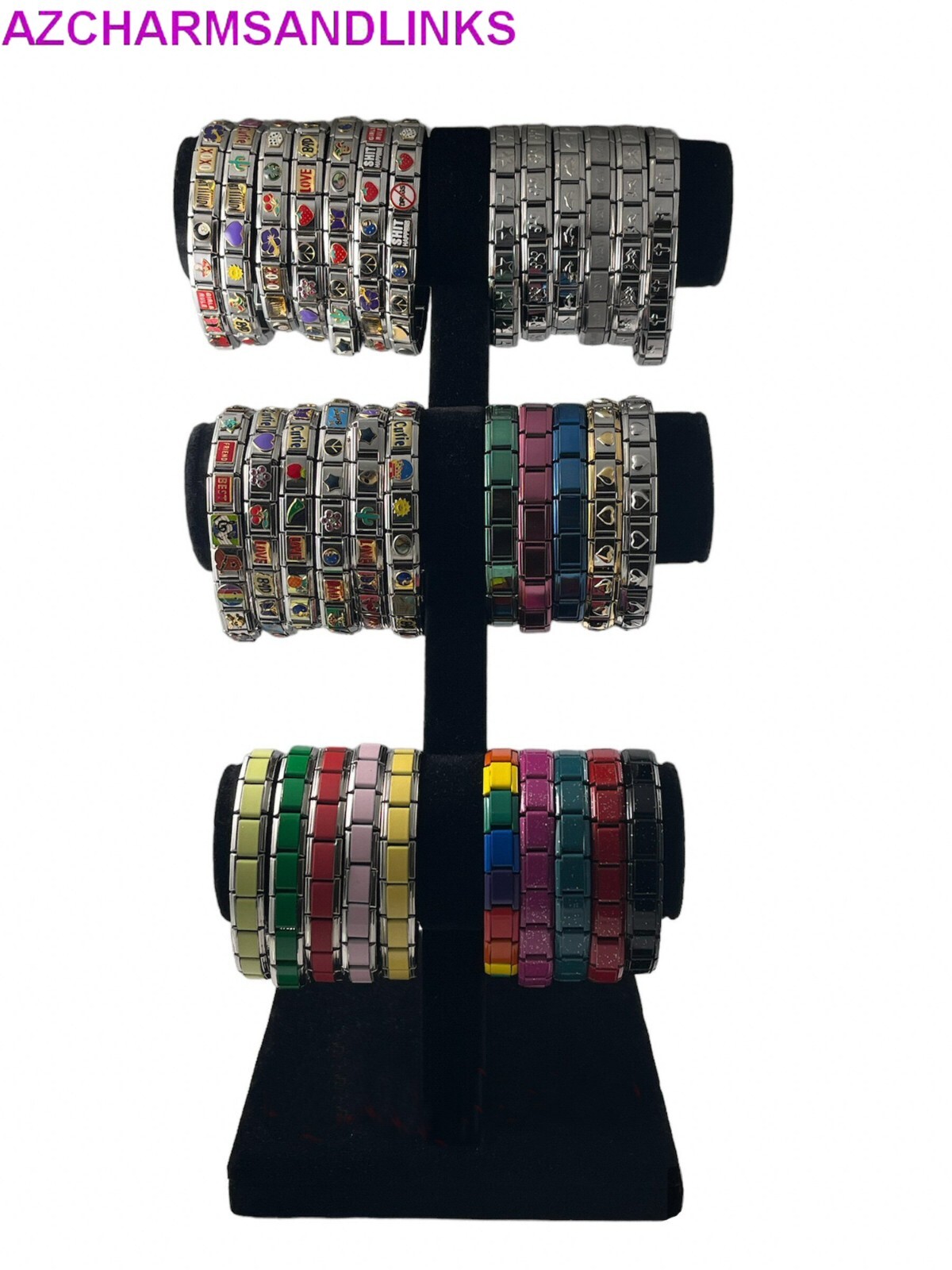 Love Patchwork Italian Charm Bracelet Link Compatible with all 9mm Charms #17A