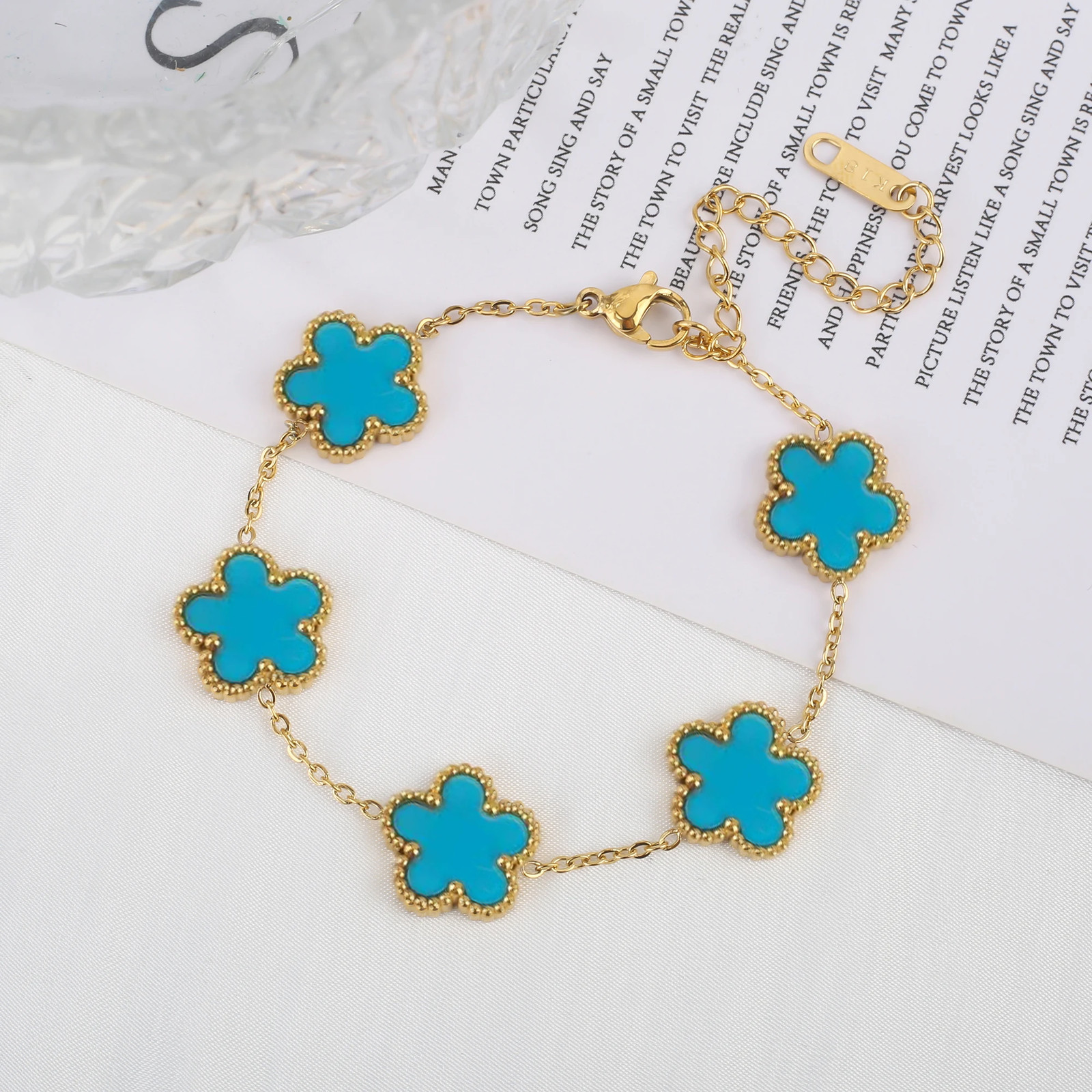 Classic Stainless Steel Hot Selling Golden Clover Adjustable Bracelet Luxury