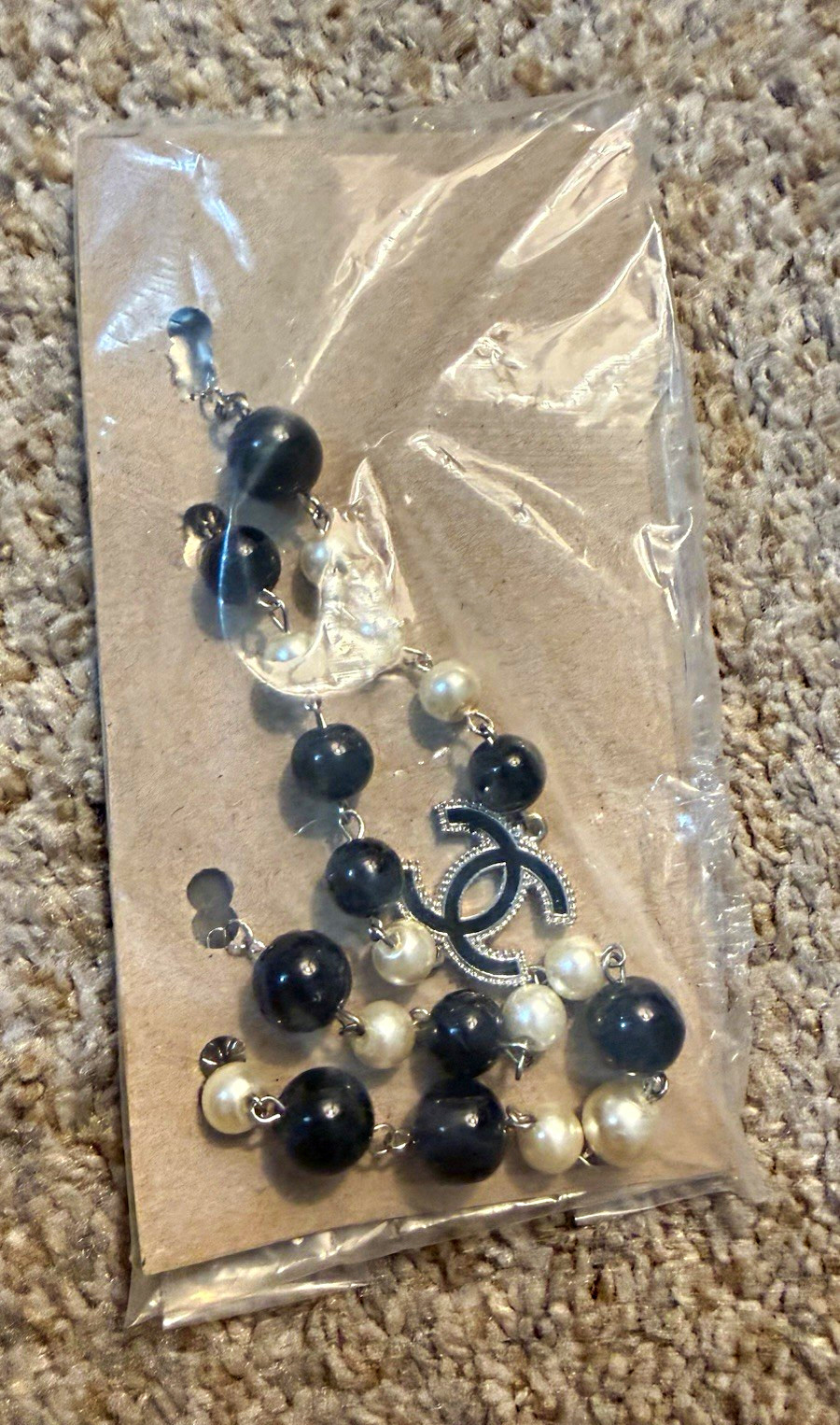 Black & White Simulated Imitation Pearl Beaded Dangle Fishhook 2 bracelets