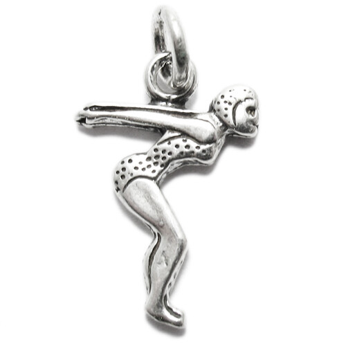 925 Sterling Silver Ready to Dive in Female Swimmer Charm