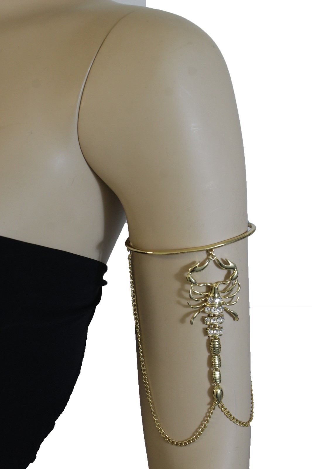 Women Gold Metal Upper High Arm Cuff Bracelet Long Scorpion Silver Bling Jewelry