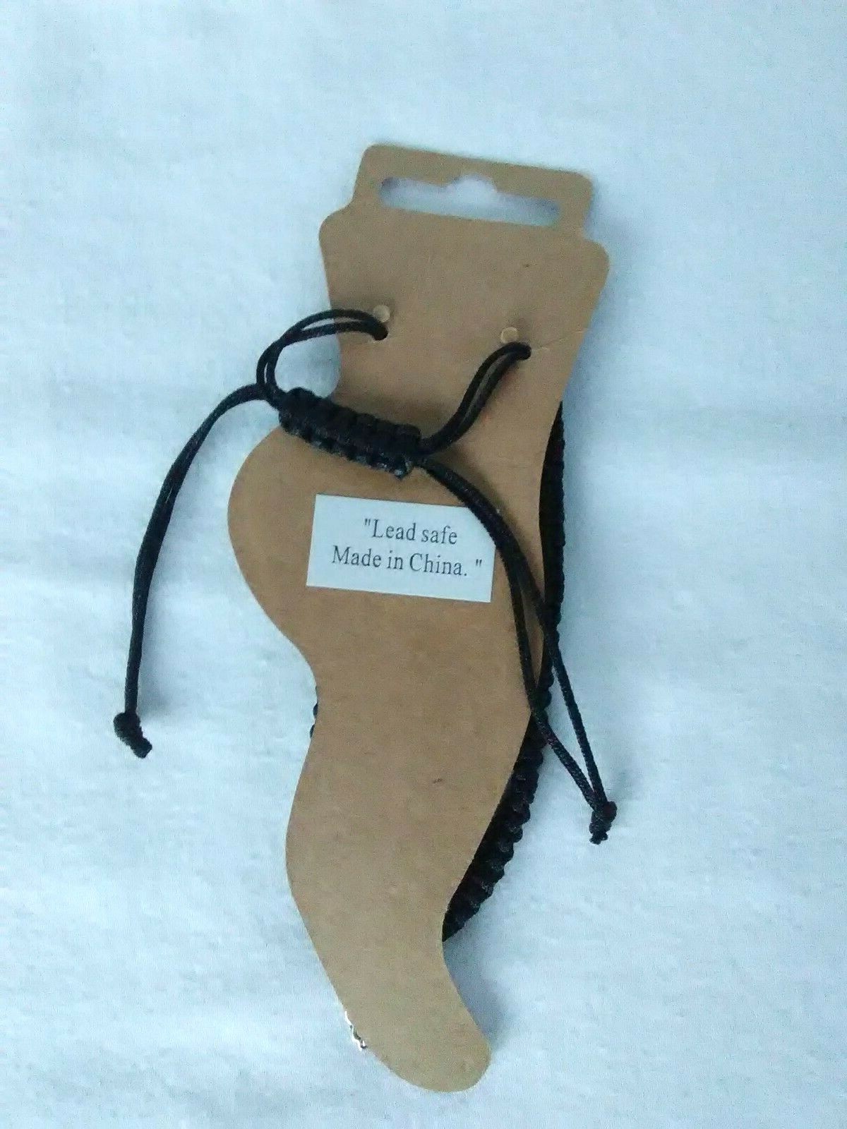 Bracelet Anklet Macrame Black Butterfly Charm Tie Adj Beach US Seller NWT New