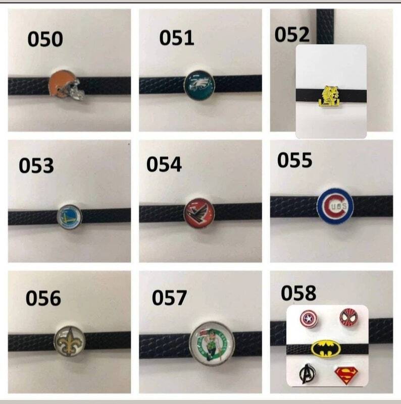 Set of 10pc NFL NAB MLB slide Charm – Fits 8mm Wristband for Jewelry / Crafting
