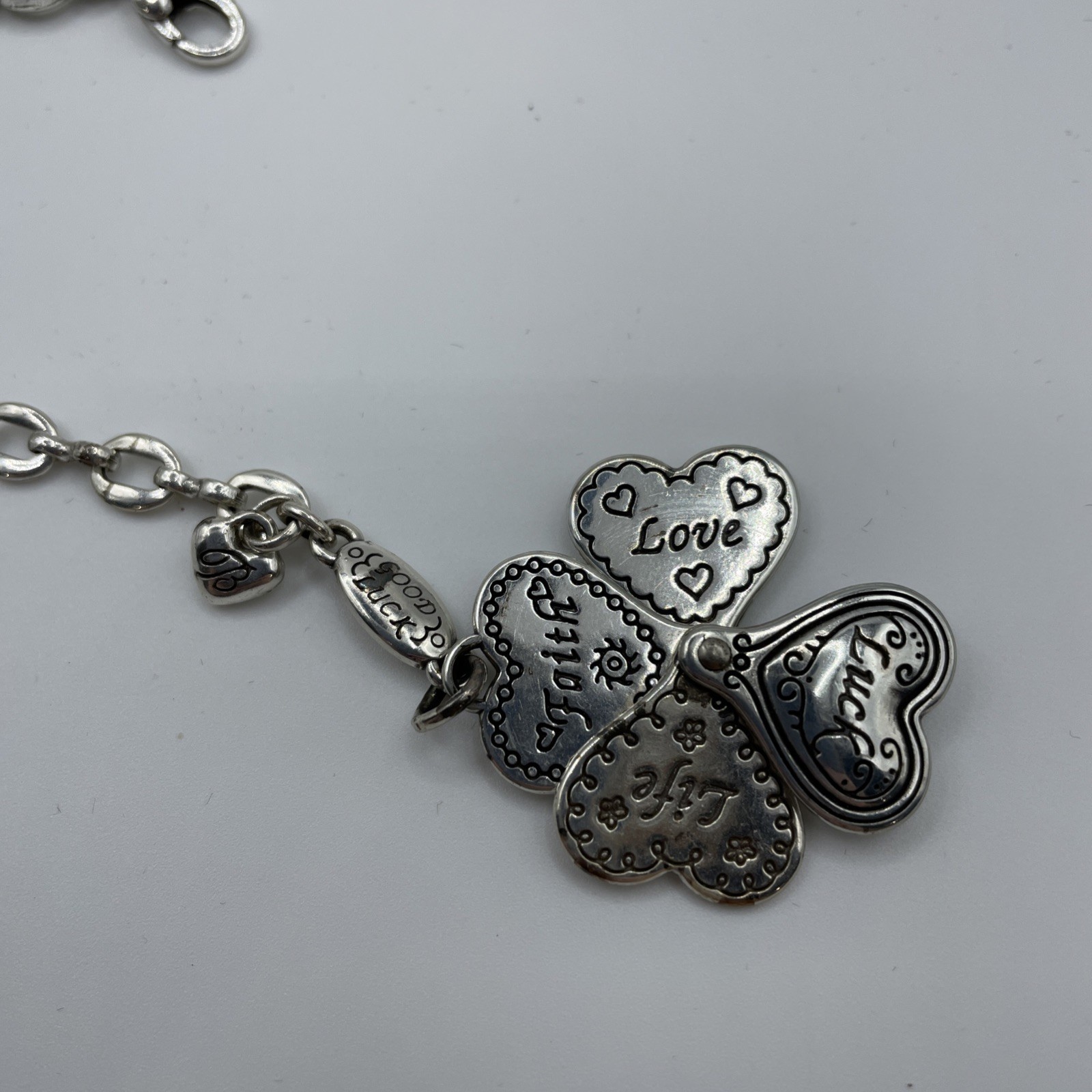 BRIGHTON Good Luck Slide Open Shamrock Charm Bracelet