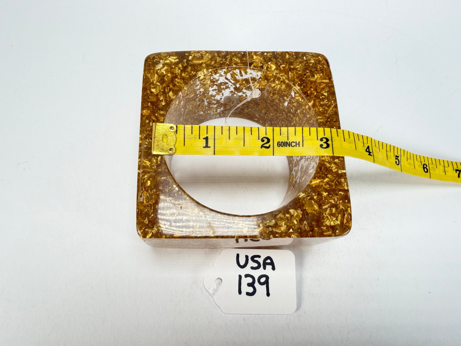 Jackie Brazil “Solid Square” Gold Flakes 5cm Bangle ( B2100 )
