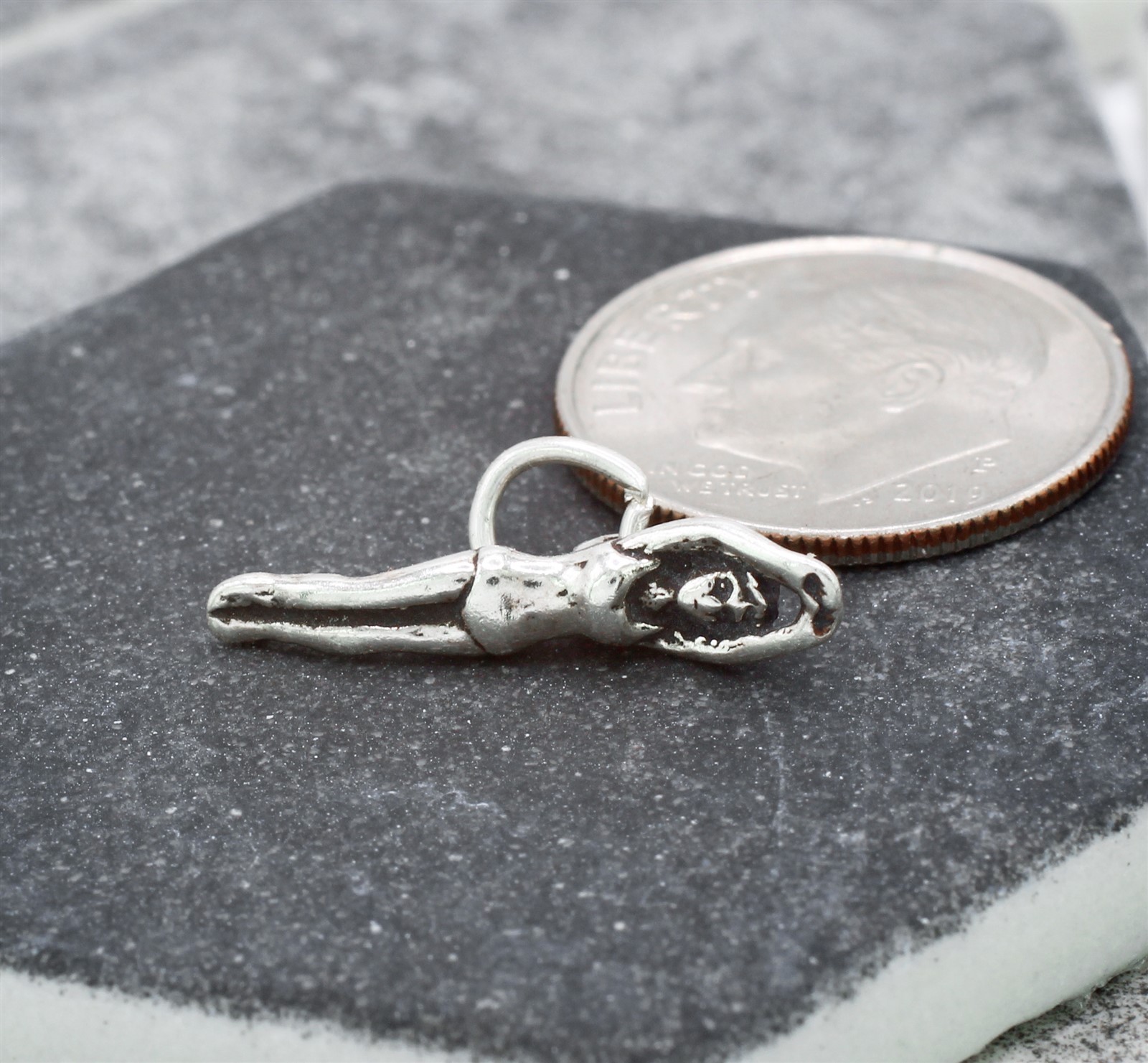 925 Sterling Silver Female Girl Women Swimmer Swim Team Swimming Charm Pendant
