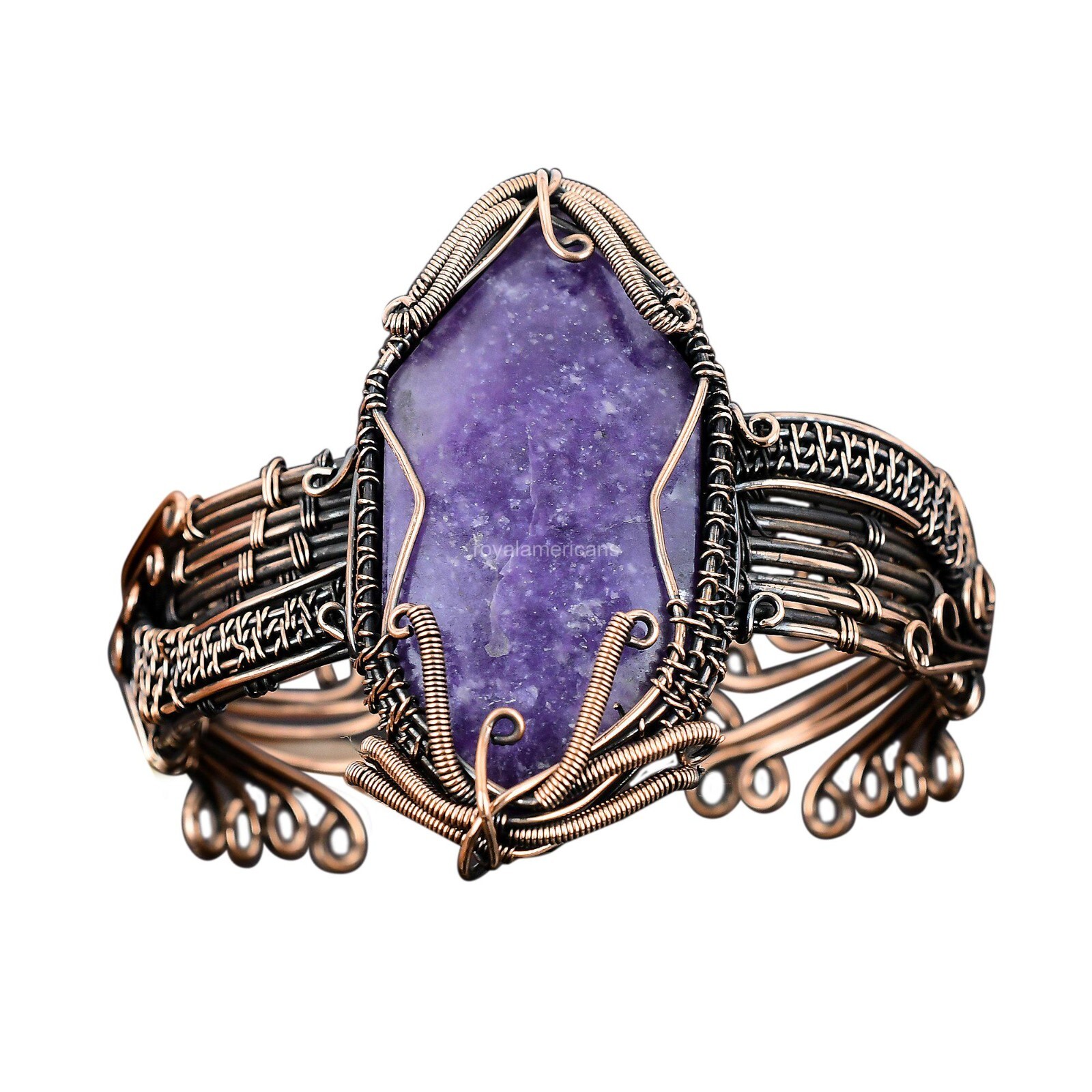 Copper Hexagon Natural Lepidolite Twisted Mother’s Day Daughter Bangle Jewelry
