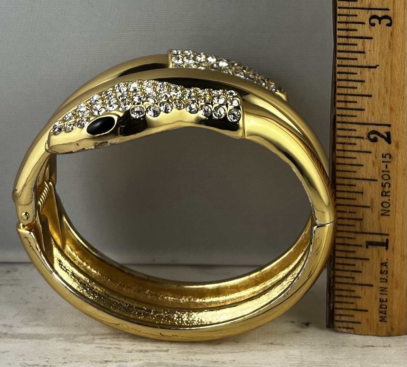 Gold Tone Crystal Metal Snake Wraparound Hinge Bracelet