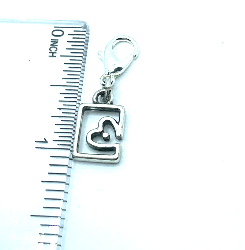 Brighton Rectangle With Open Heart Custom Silver Charm