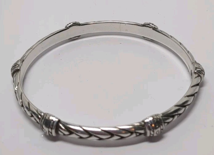 RETIRED Brighton SIERRA SCROLL braid silver Plated bangle bracelet Round