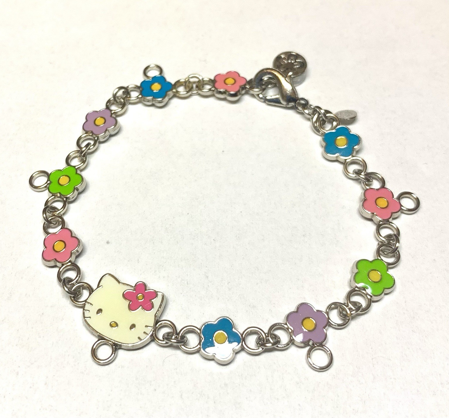 Sanrio Charm It! Hello Kitty Collection Flower Enamel Charm Link Chain Bracelet