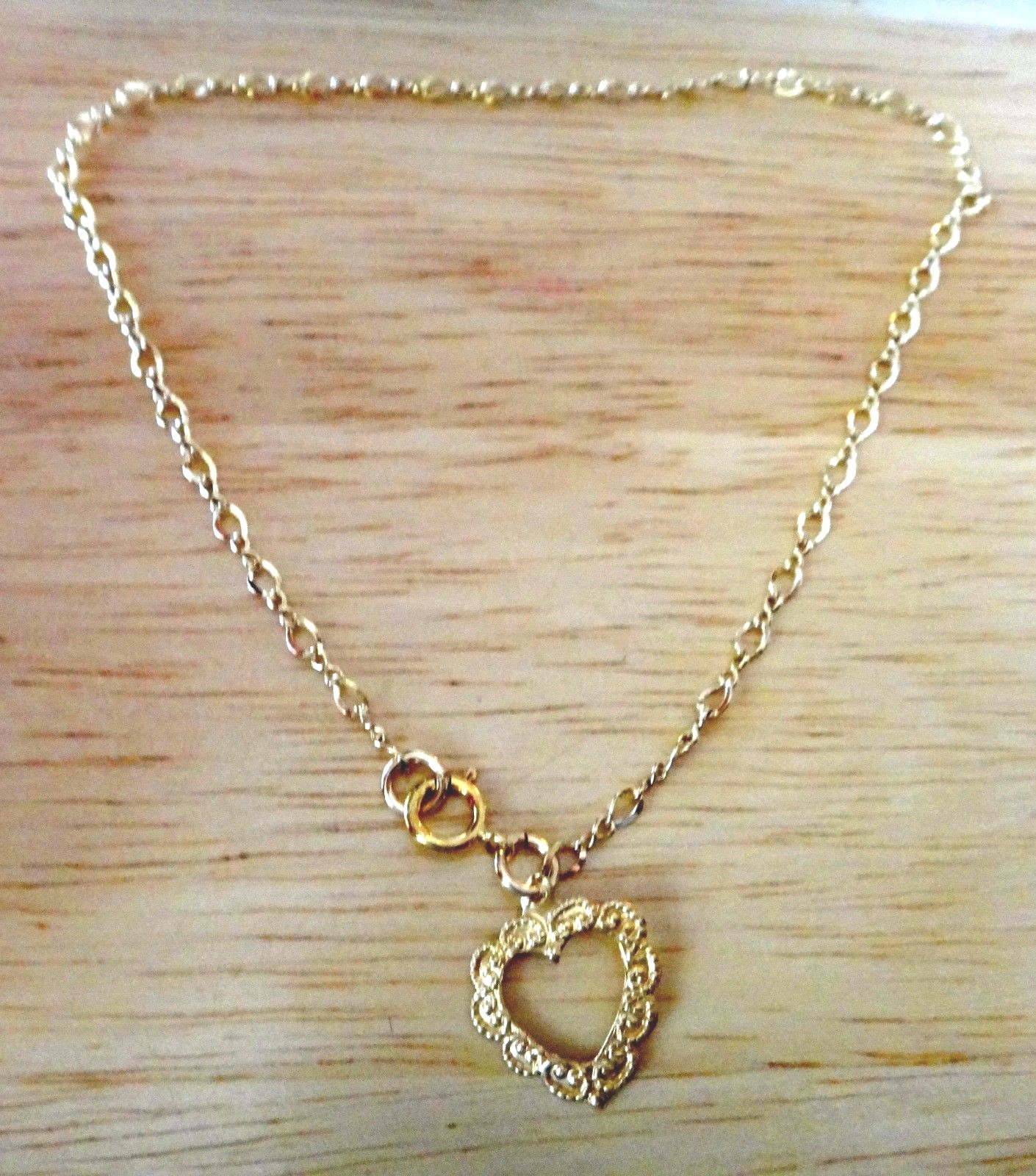 14K Gold Plated TINY figure 8 link with 14x12mm heart charm on Ankle bracelet