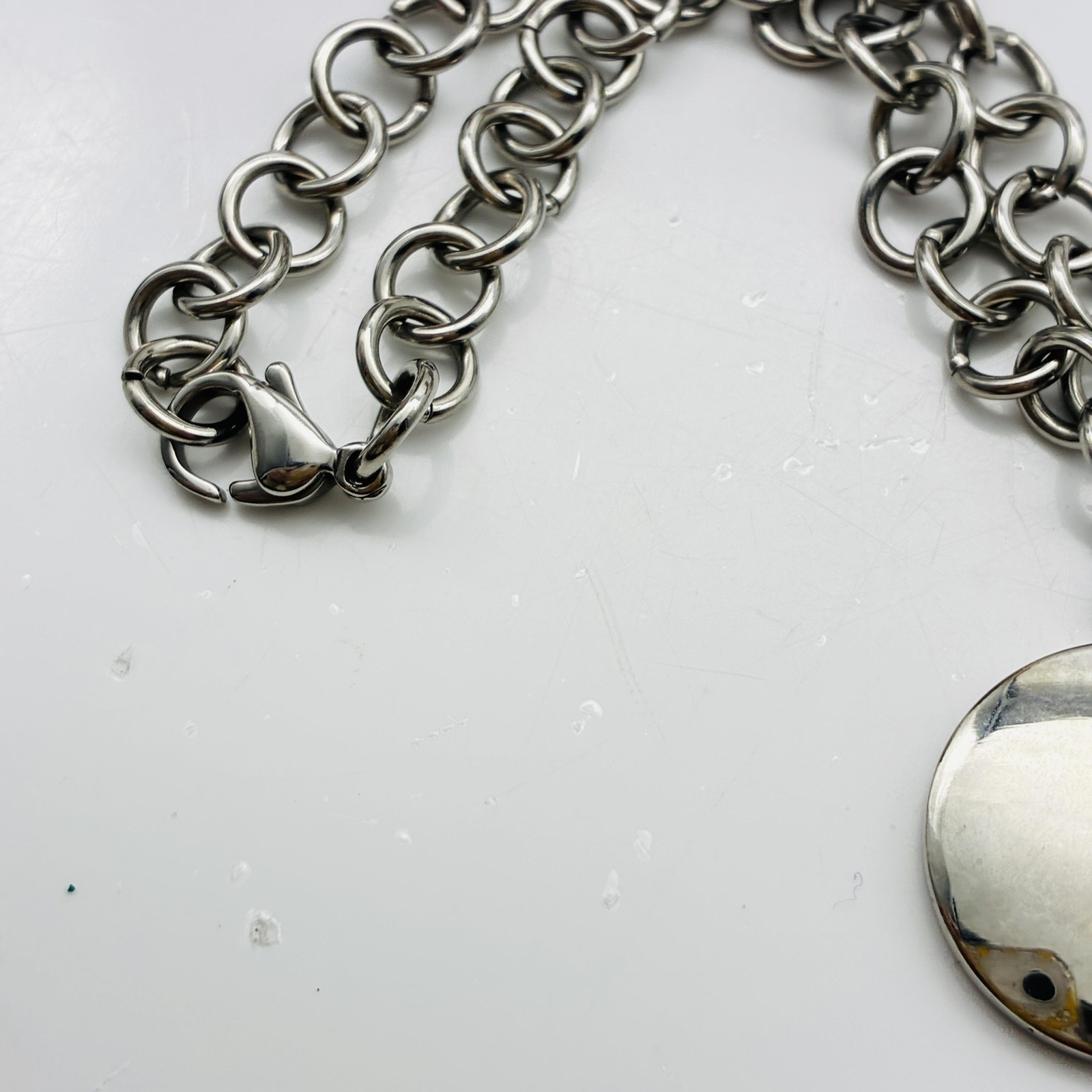 Silver Tone Bracelet Lot of 2 Chain Link Charm and Cuff